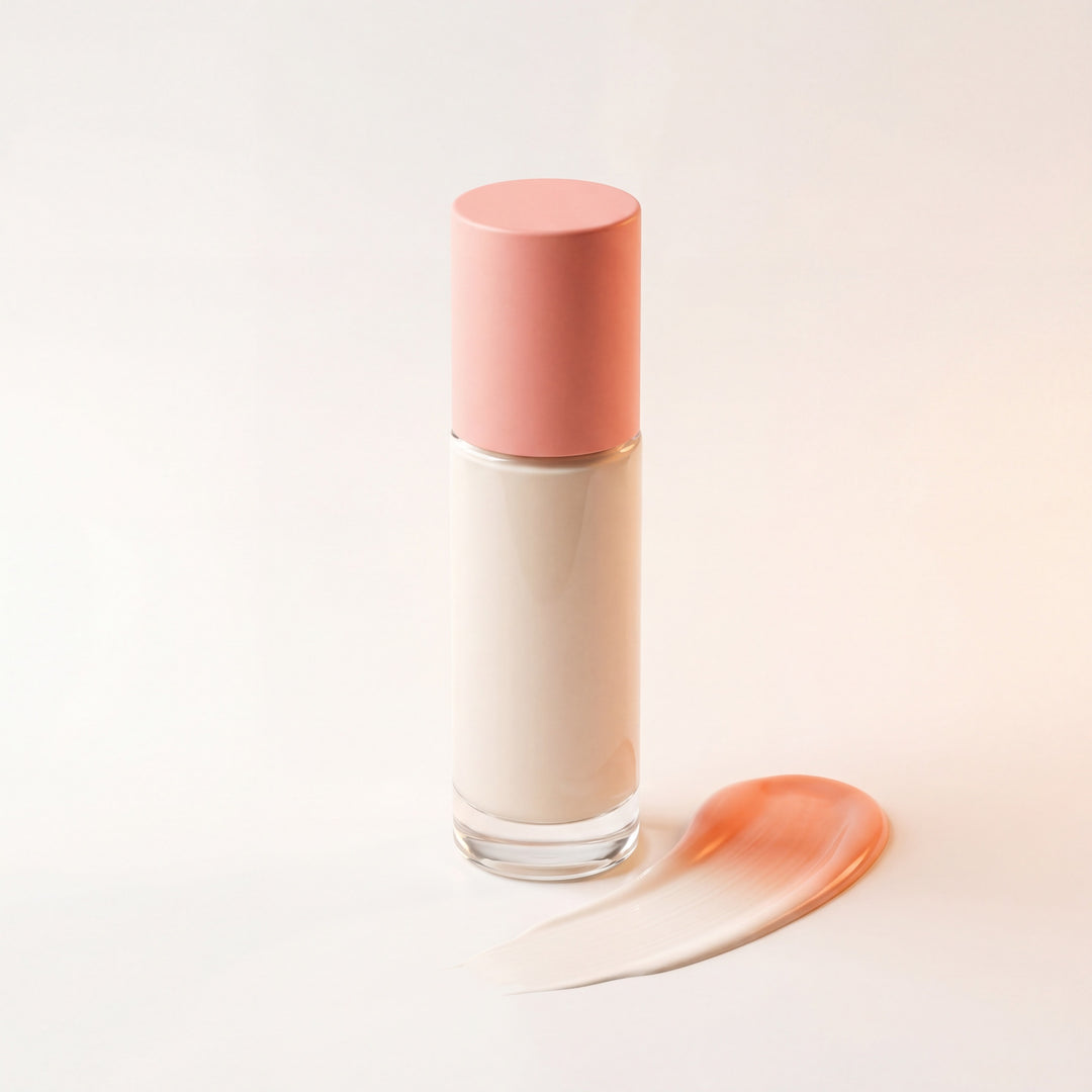 Apricoco Color-Changing Foundation Hero — Coral Bottle auf weiß
